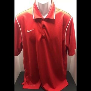 Nike Mens Polo Shirt Large Red/White Dri-Fit